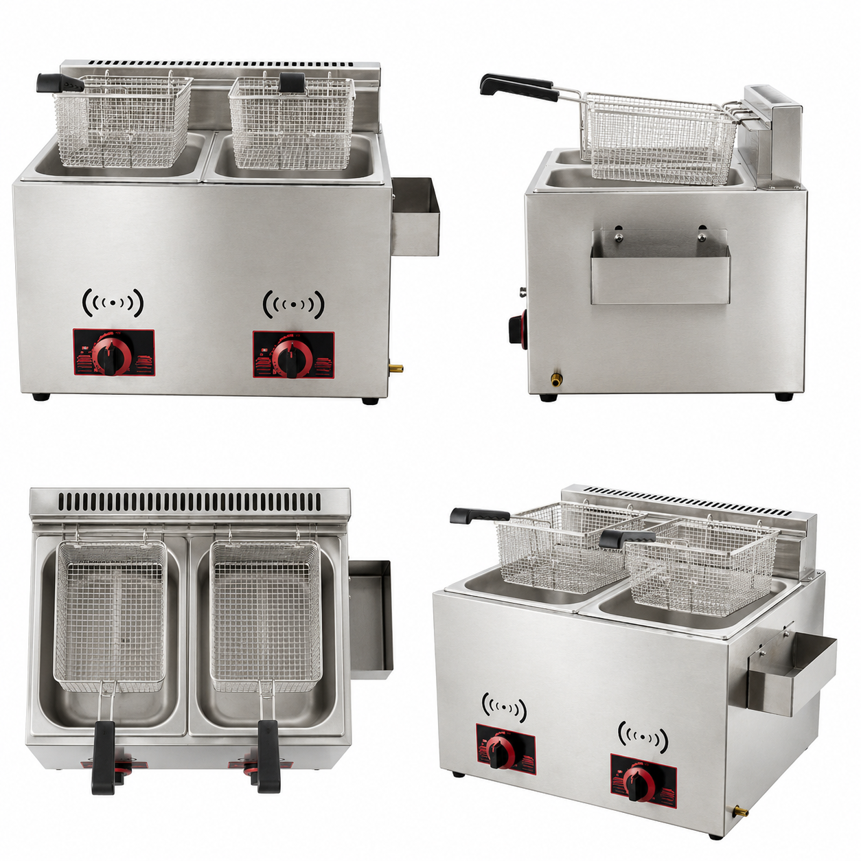 12L Commercial Gas Fryer | 2-Tank 2-Basket High-Profile Fryer GF-72H
