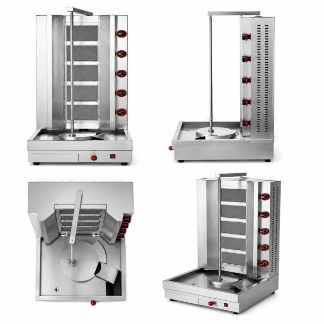Commercial 5-Head Gas Shawarma Machine | LPG Vertical Doner Kebab Grill GH-R5