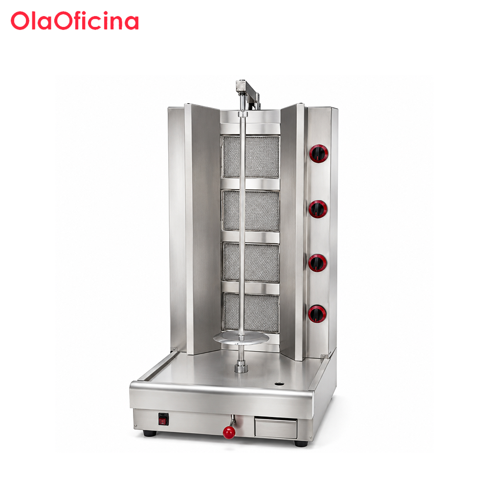 Commercial 4-Head Gas Shawarma Machine | LPG Vertical Doner Kebab Grill GH-R4