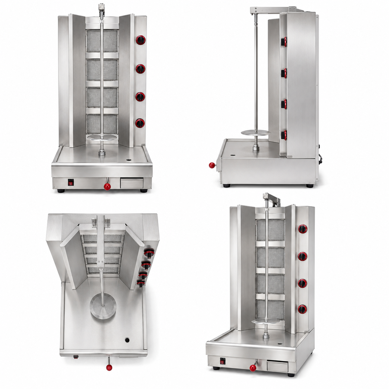 Commercial 4-Head Gas Shawarma Machine | LPG Vertical Doner Kebab Grill GH-R4
