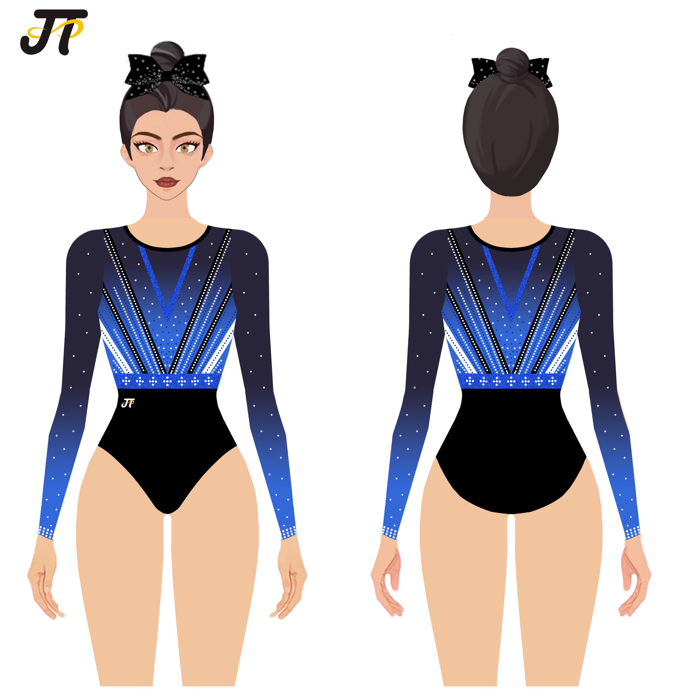 Luxury Rhythmic Gymnastics Leotard Glitter Accent Soft Fabric For Young Girls Stylish Artistic Gymnastics Competition Outfit