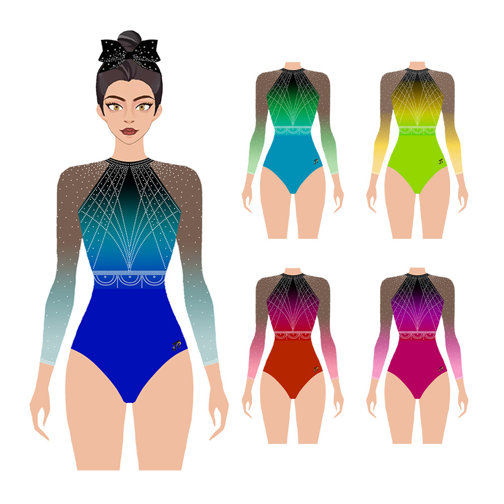 Delicate Leotard Rhythmic Gymnastics Sleek Fancy Design For Children Graceful Gymnastics Training And Event Use