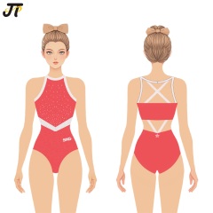 Leotard Gymnastics Apparel Custom Rhinestone Pattern For 11 To 15 Years Old Kids Rhythmic Gymnastics Competition Costume