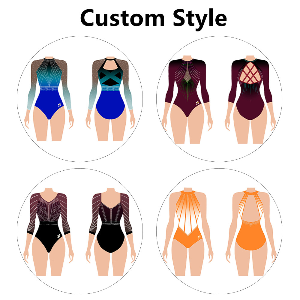 Stylish Leotards Gymnastics Girls Bling Decorated Cut For Graceful Rhythmic Artistic Gymnastics Practice Event Wear