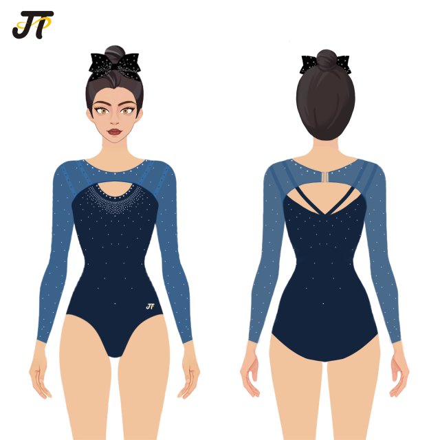 Stylish Leotards Gymnastics Girls Bling Decorated Cut For Graceful Rhythmic Artistic Gymnastics Practice Event Wear