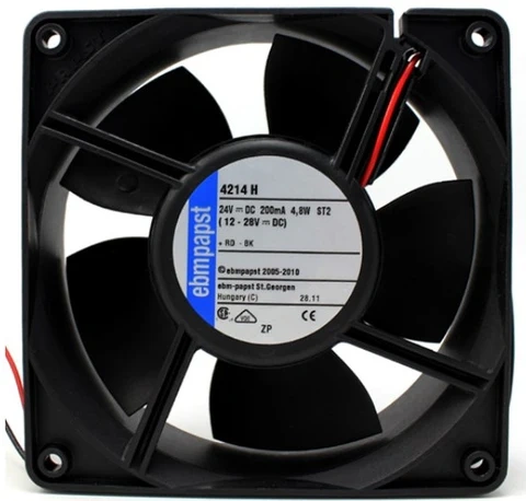 ebm-papst 4214 DC 팬, 24V, 120x120x38mm, 97.1CFM, 4.3W, 45dBA, 3050RPM, 전선 포함