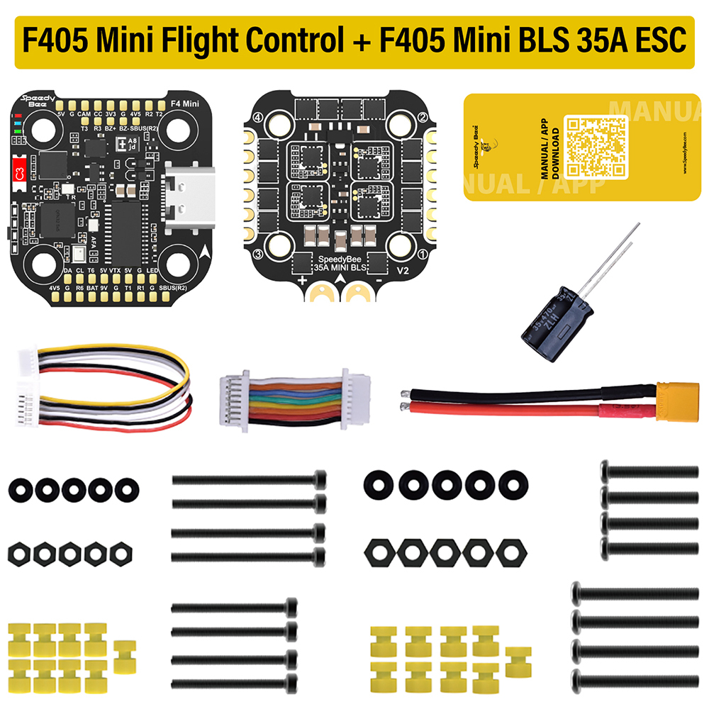 F405 Mini Stackable Flight Controller FC BLS 35A V2 3-6S 20x20 4-in-1 ESC Dual BECs for Remote Control FPV Racing Drones