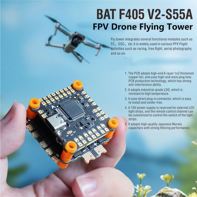 Four-in-one F405 S55A/65A/90A FPV drone ESC stack controller, used as the flight controller for FPV drone flight tower drone accessories,upbh827,四合一F405 S55A/65A/90A fpv无人机esc堆栈控制器，用于FPV无人机飞塔无人机配件的飞行控制器