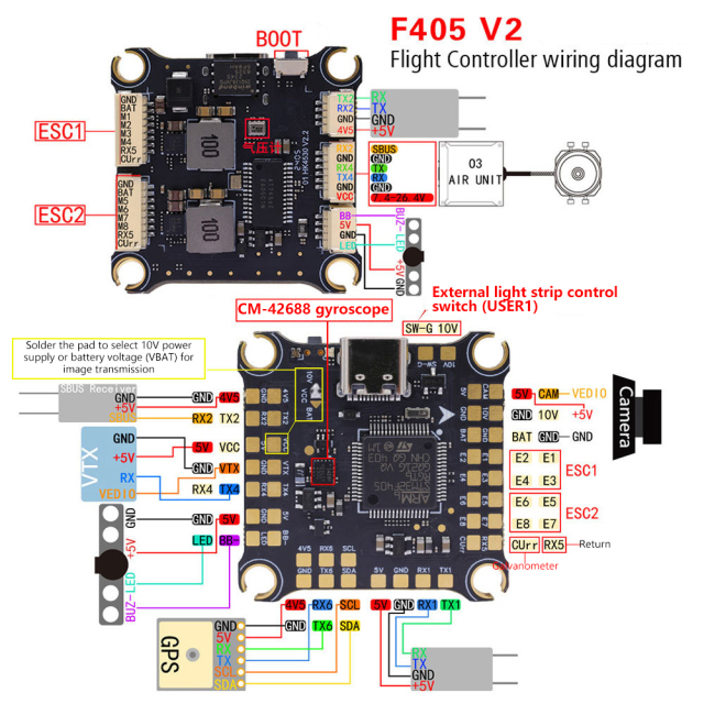 Four-in-one F405 S55A/65A/90A FPV drone ESC stack controller, used as the flight controller for FPV drone flight tower drone accessories,upbh827,四合一F405 S55A/65A/90A fpv无人机esc堆栈控制器，用于FPV无人机飞塔无人机配件的飞行控制器