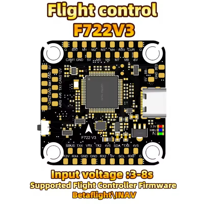 F722 V3 Flight Controller Drone FC Stack Module 3-8s Input Voltage 30.5*30.5mm 5V/12V BEC Suitable for Remote Control Multirotor FPV Drone Accessories,upbh827,F722 V3 飞控无人机FC堆叠模块 3-8s 输入电压 30.5*30.5mm 5V/12V BEC 适用于遥控多旋翼FPV无人机配件