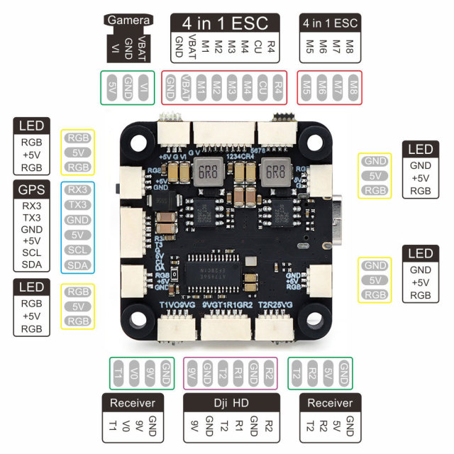 Four-in-one F405 S55A/65A/90A FPV drone ESC stack controller, used as the flight controller for FPV drone flight tower drone accessories,upbh827,四合一F405 S55A/65A/90A fpv无人机esc堆栈控制器，用于FPV无人机飞塔无人机配件的飞行控制器