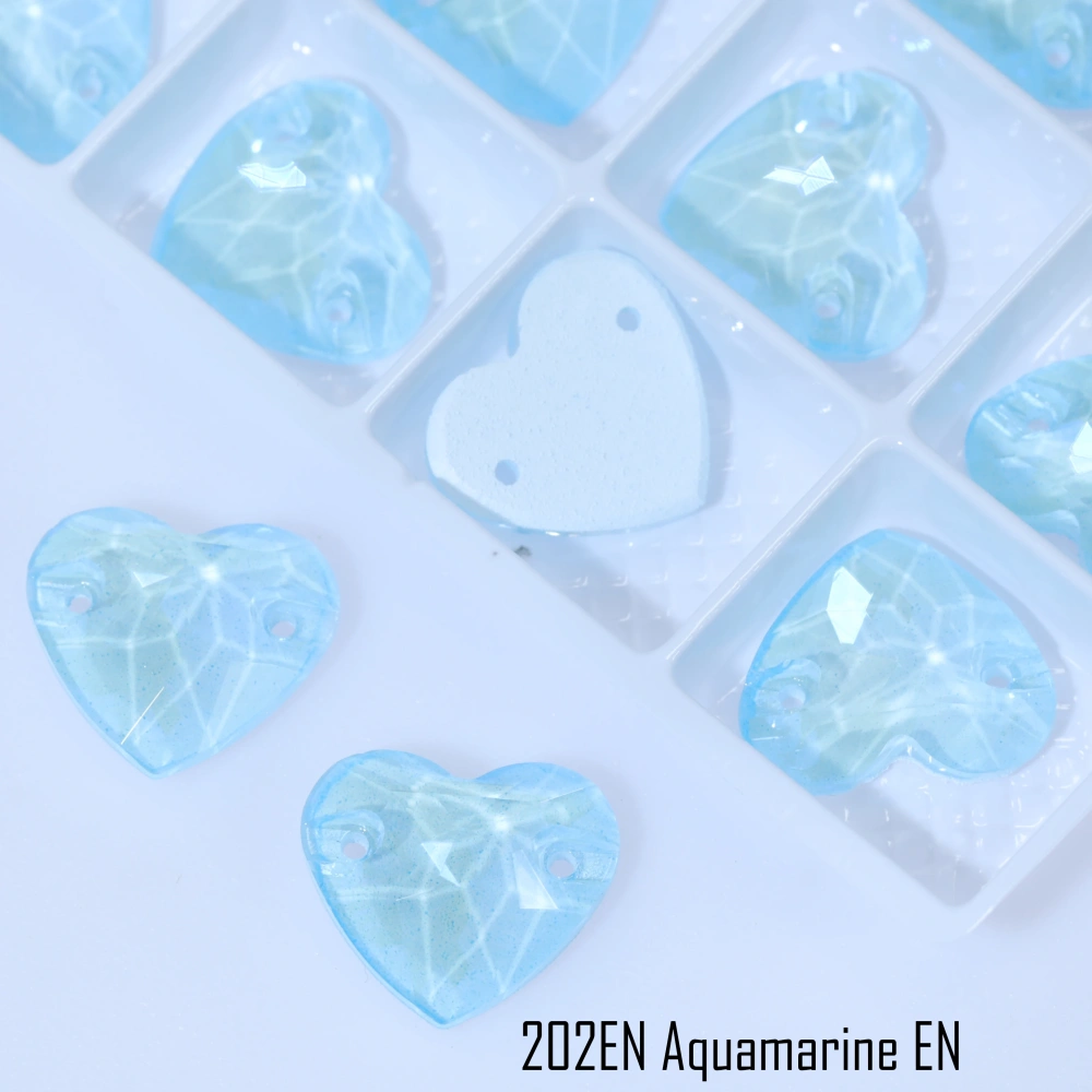 Glass Crystal Sew-on Stones Heart Shape - Paint Effect Craft Beads for DIY Clothing Bags Shoes Hair Accessories Scrapbooking
