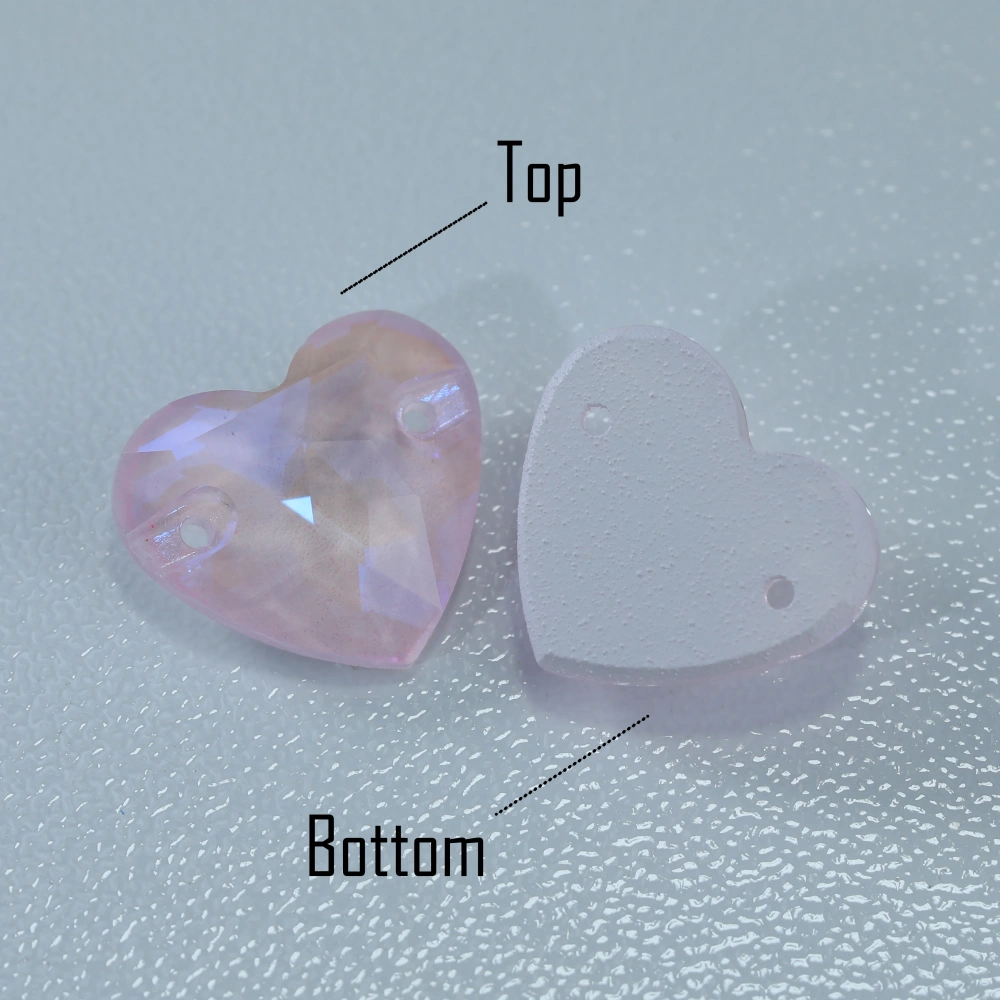 Glass Crystal Sew-on Stones Heart Shape - Paint Effect Craft Beads for DIY Clothing Bags Shoes Hair Accessories Scrapbooking