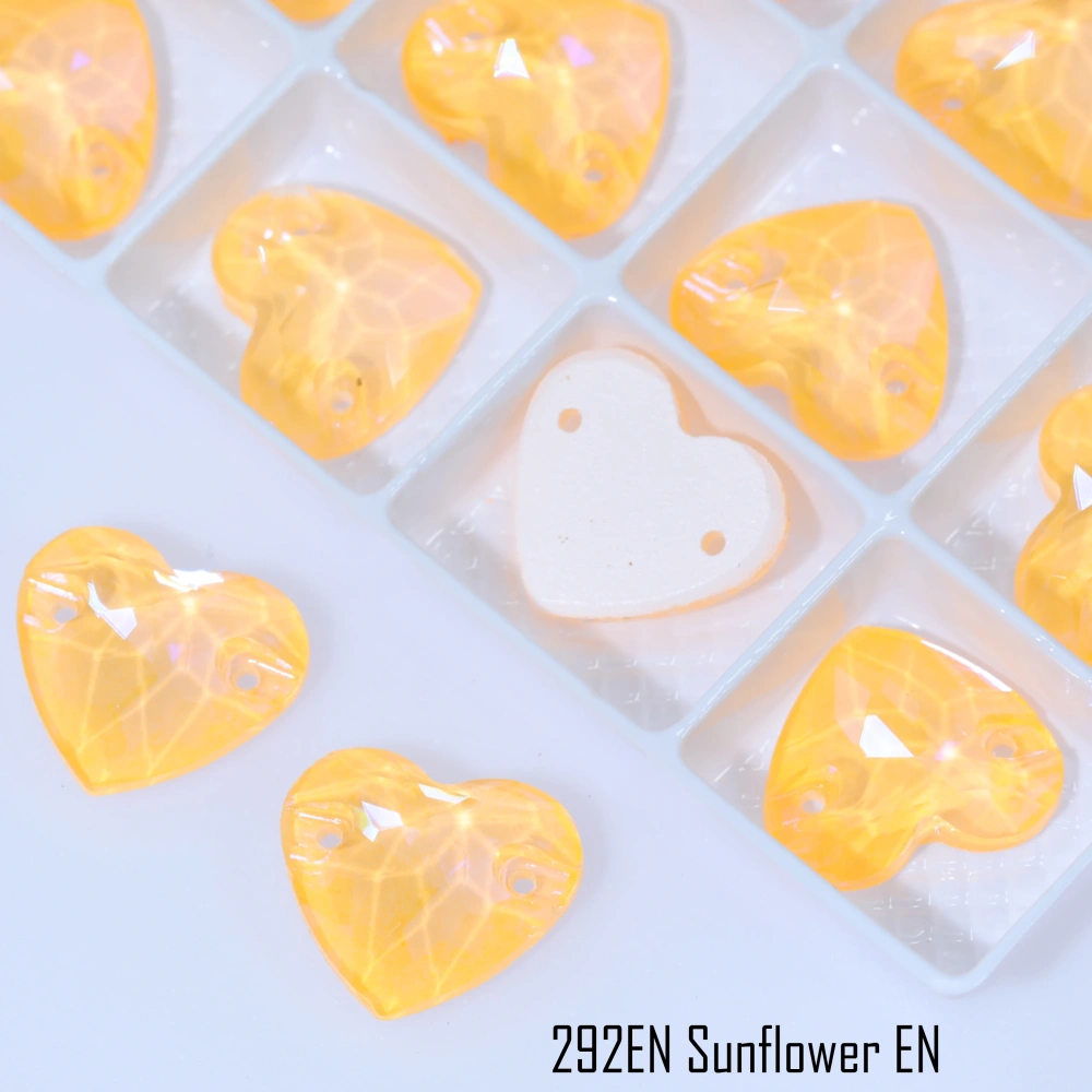 Glass Crystal Sew-on Stones Heart Shape - Paint Effect Craft Beads for DIY Clothing Bags Shoes Hair Accessories Scrapbooking