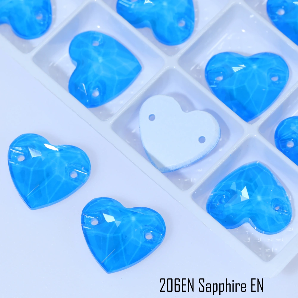 Glass Crystal Sew-on Stones Heart Shape - Paint Effect Craft Beads for DIY Clothing Bags Shoes Hair Accessories Scrapbooking