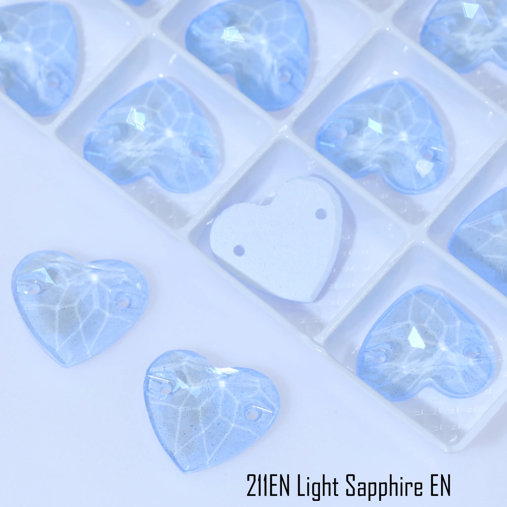 Glass Crystal Sew-on Stones Heart Shape - Paint Effect Craft Beads for DIY Clothing Bags Shoes Hair Accessories Scrapbooking