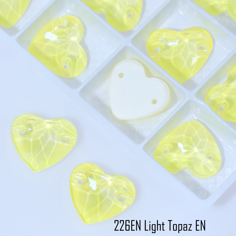 Glass Crystal Sew-on Stones Heart Shape - Paint Effect Craft Beads for DIY Clothing Bags Shoes Hair Accessories Scrapbooking