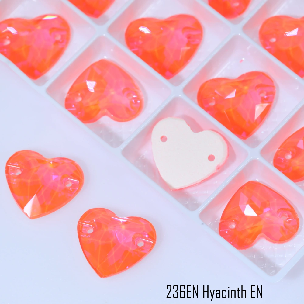 Glass Crystal Sew-on Stones Heart Shape - Paint Effect Craft Beads for DIY Clothing Bags Shoes Hair Accessories Scrapbooking