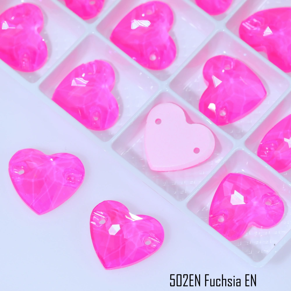 Glass Crystal Sew-on Stones Heart Shape - Paint Effect Craft Beads for DIY Clothing Bags Shoes Hair Accessories Scrapbooking