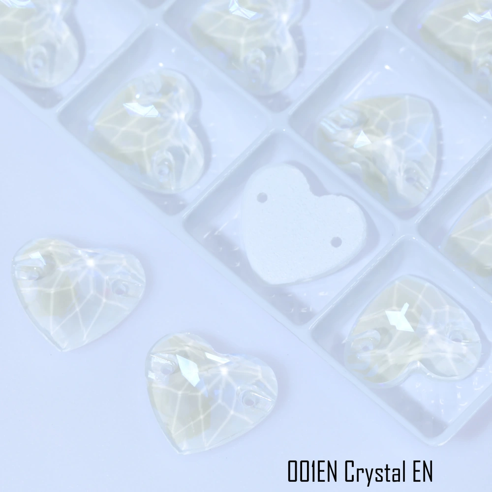 Glass Crystal Sew-on Stones Heart Shape - Paint Effect Craft Beads for DIY Clothing Bags Shoes Hair Accessories Scrapbooking