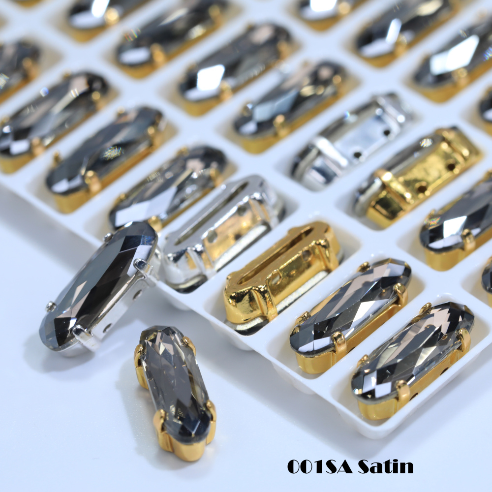 AB Classical Oval Long Fancy Stones Claw Rhinestones for Apparel Footwear Bags Wedding Gown and DIY Craft Decoration Moonlight