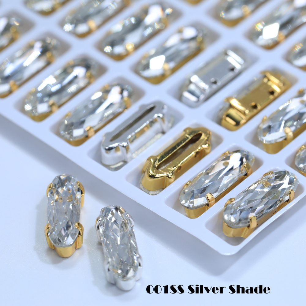 AB Classical Oval Long Fancy Stones Claw Rhinestones for Apparel Footwear Bags Wedding Gown and DIY Craft Decoration Moonlight