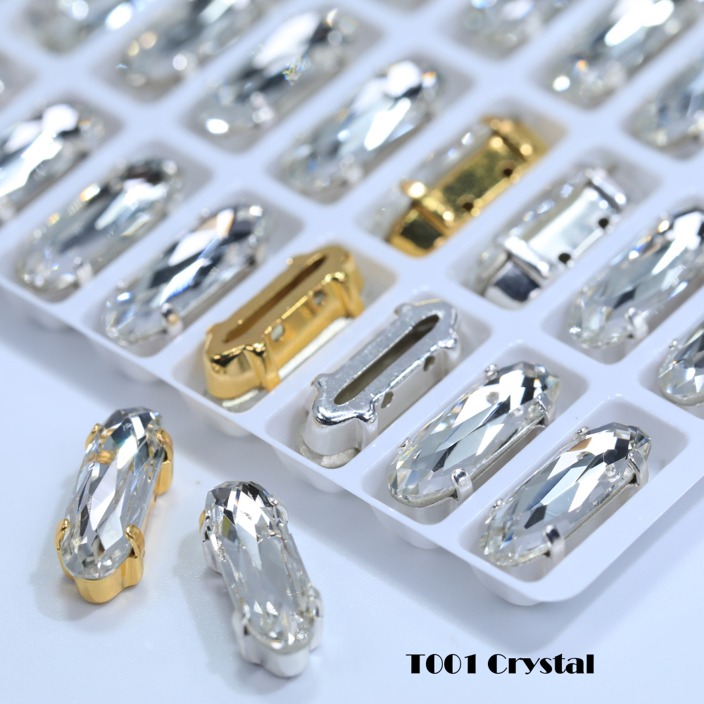 AB Classical Oval Long Fancy Stones Claw Rhinestones for Apparel Footwear Bags Wedding Gown and DIY Craft Decoration Moonlight
