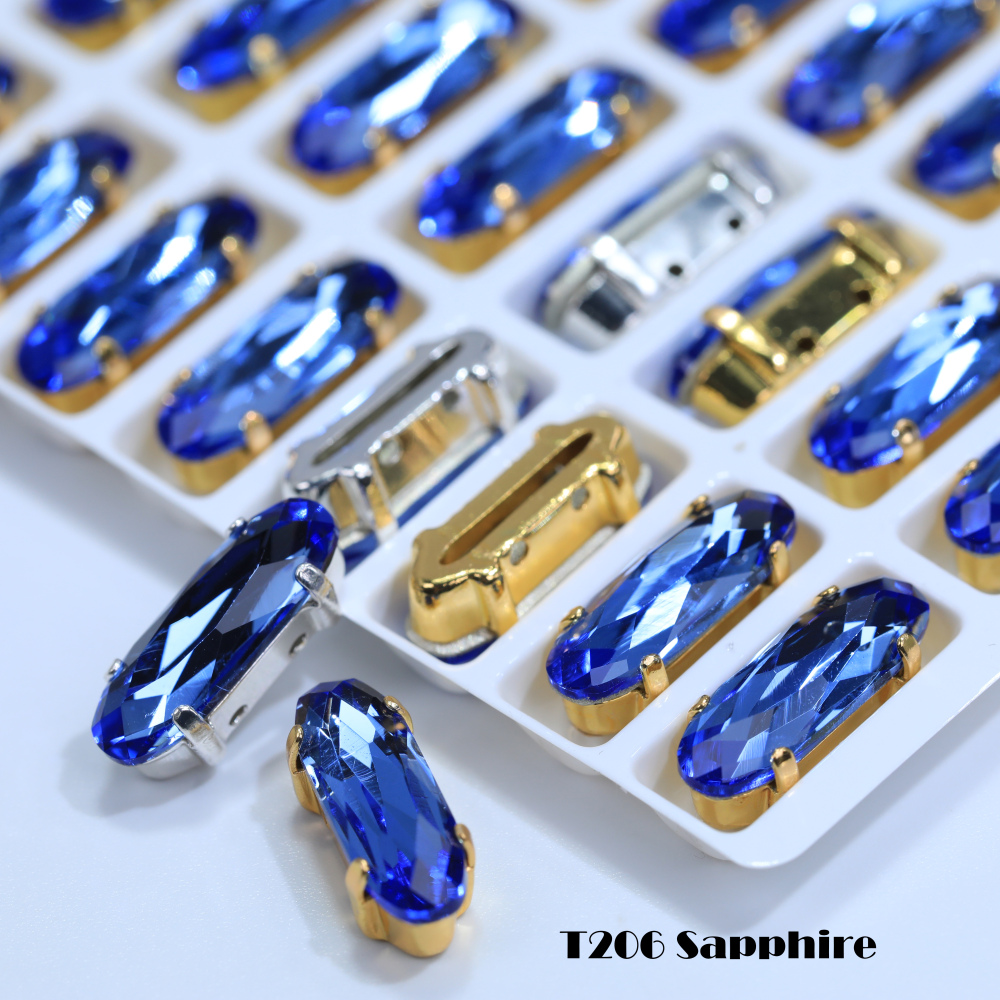 AB Classical Oval Long Fancy Stones Claw Rhinestones for Apparel Footwear Bags Wedding Gown and DIY Craft Decoration Moonlight