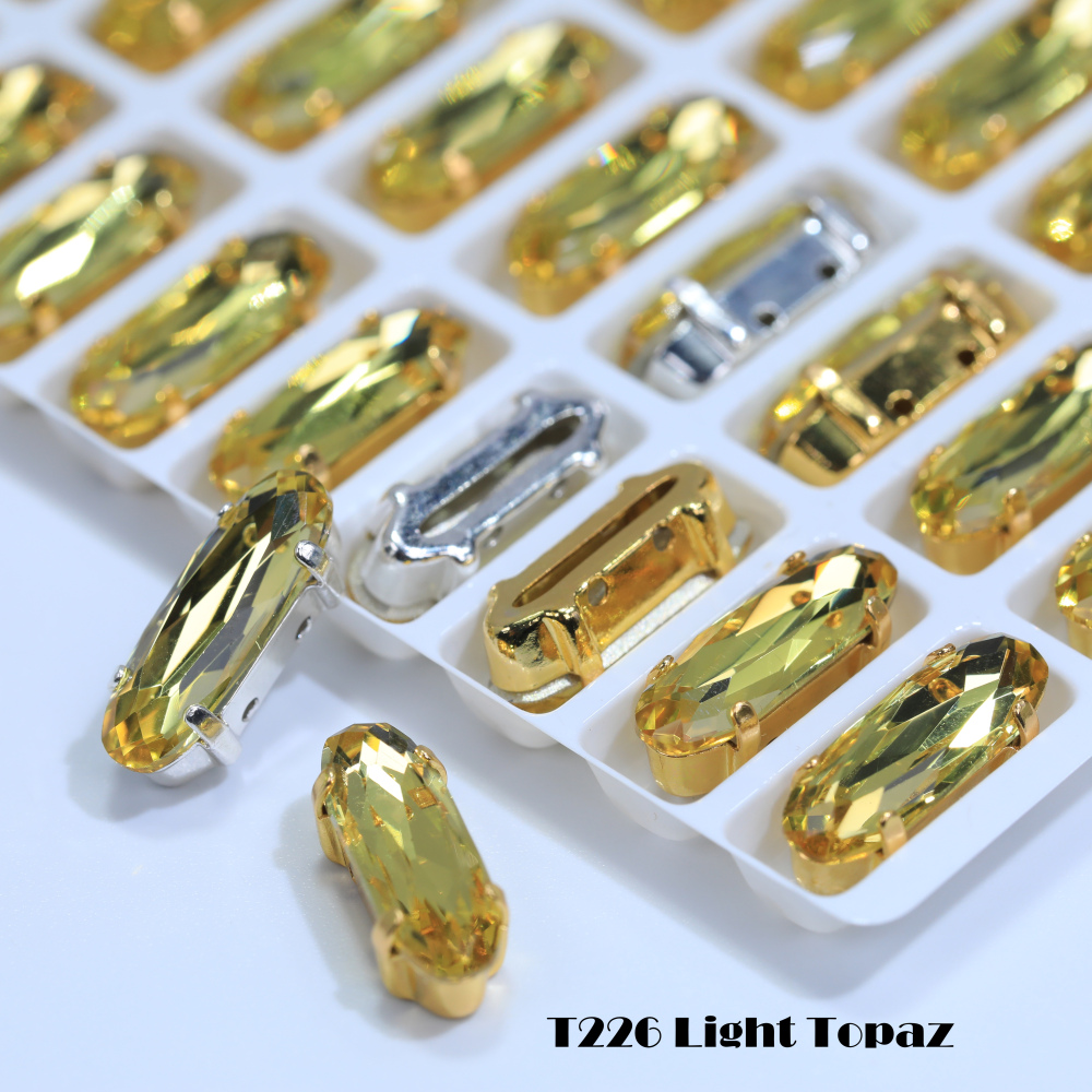 AB Classical Oval Long Fancy Stones Claw Rhinestones for Apparel Footwear Bags Wedding Gown and DIY Craft Decoration Moonlight