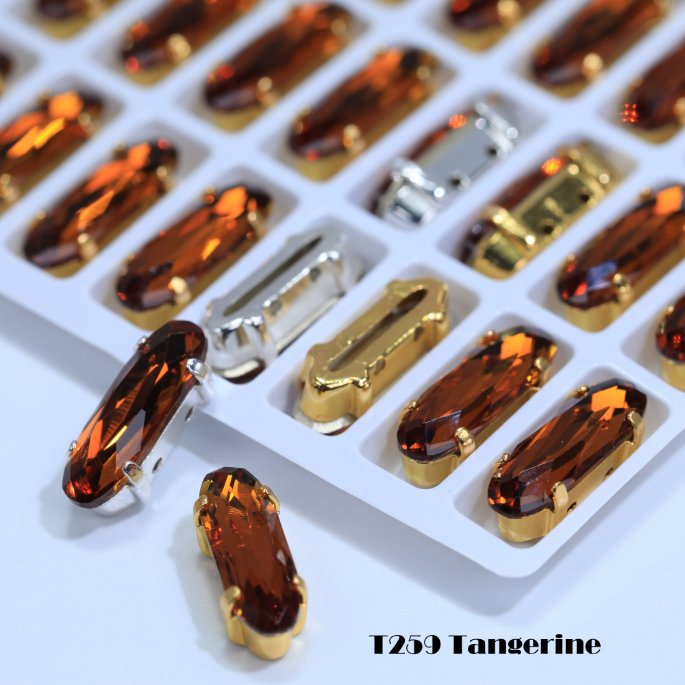 AB Classical Oval Long Fancy Stones Claw Rhinestones for Apparel Footwear Bags Wedding Gown and DIY Craft Decoration Moonlight