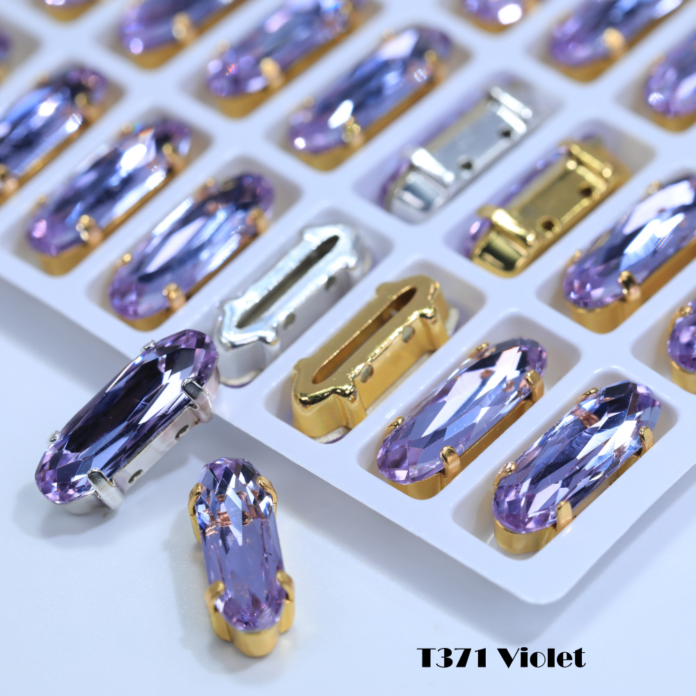AB Classical Oval Long Fancy Stones Claw Rhinestones for Apparel Footwear Bags Wedding Gown and DIY Craft Decoration Moonlight