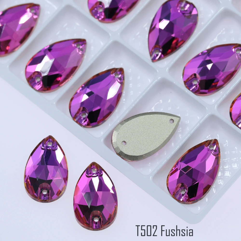 Drop Rhinestone Teardrop Sew On Rhinestone Flatback Crystal Glass Strass Sewing Stones For Clothes Decoration Top Quality Rose
