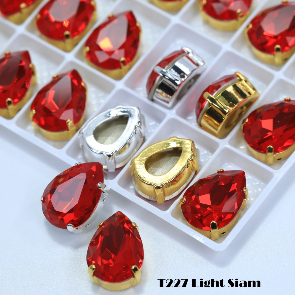 AAA Grade Bling Glass Crystal Chubby Teardrop Claw Rhinestones 3D Sparkle Sew On for DIY Craft Embellishments Bags Shoes Apparel