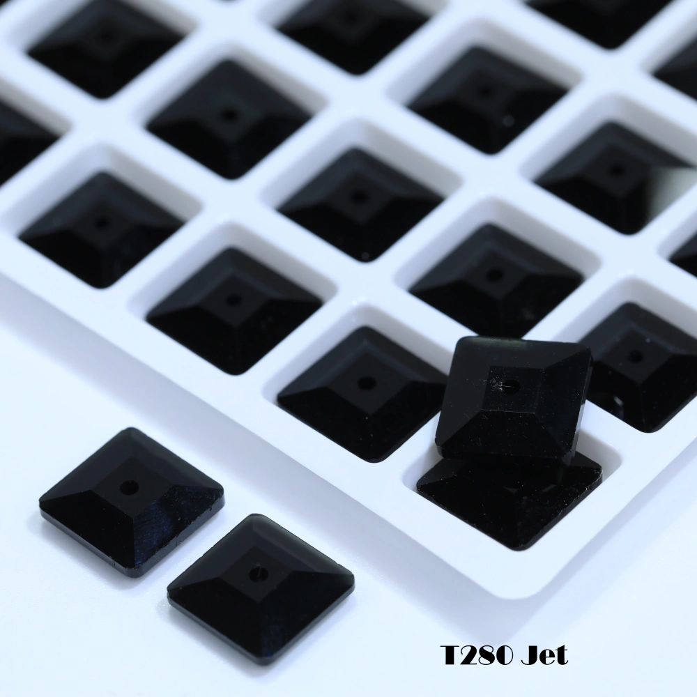 Premium Glass Crystal Square Lochrose Sew-on Stone White Coated Rhinestones For DIY Handmade Crafts Clothing Decor Accessories
