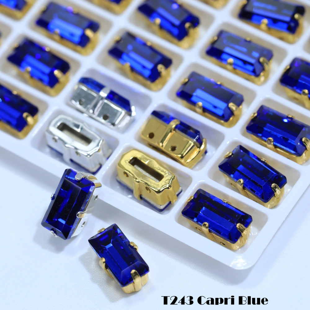 Top Quality Color Glass Crystal Baguette Rectangle Pointed Back Sew on Claw Rhinestones Shiny Fancy Loose Stones DIY Garment bag
