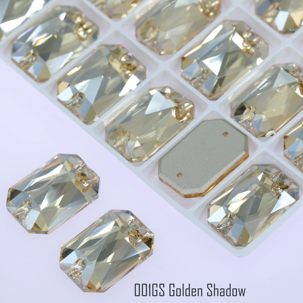 AB MO 3252 Emerald Cut Glass Sewing Stones for Clothing Wedding Dress Sparkling Fancy Crystals Rhinestone Flatback Sew-On Stone