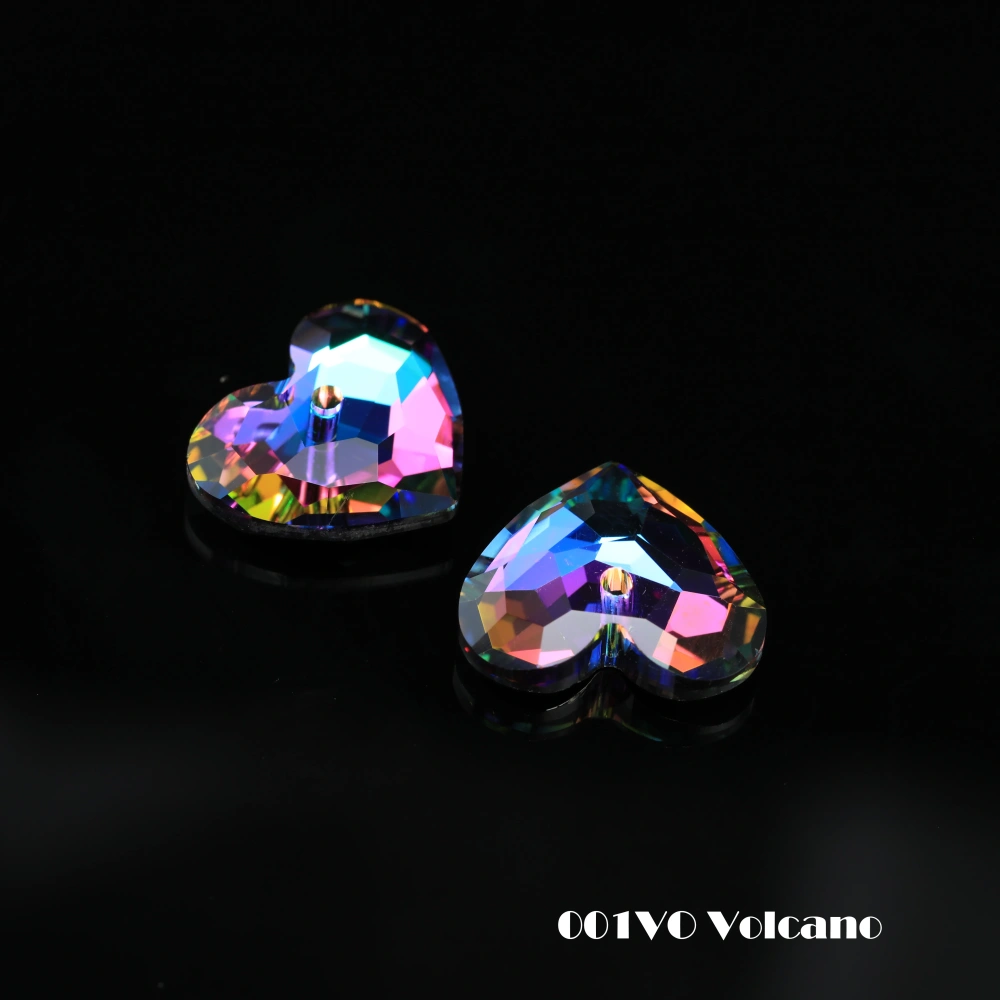 Shiny Single Hole Rhinestones Truly in Love Heart Pendant Crystal Stones For DIY Jewelry Making Necklace Earring Handmade Crafts