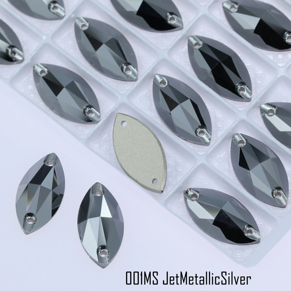 Rhinestone Navette Sew-on Stone Crystal Plating Effect Glass Sewing Stones for Clothing Top Quality Glass Crystal Sparkling