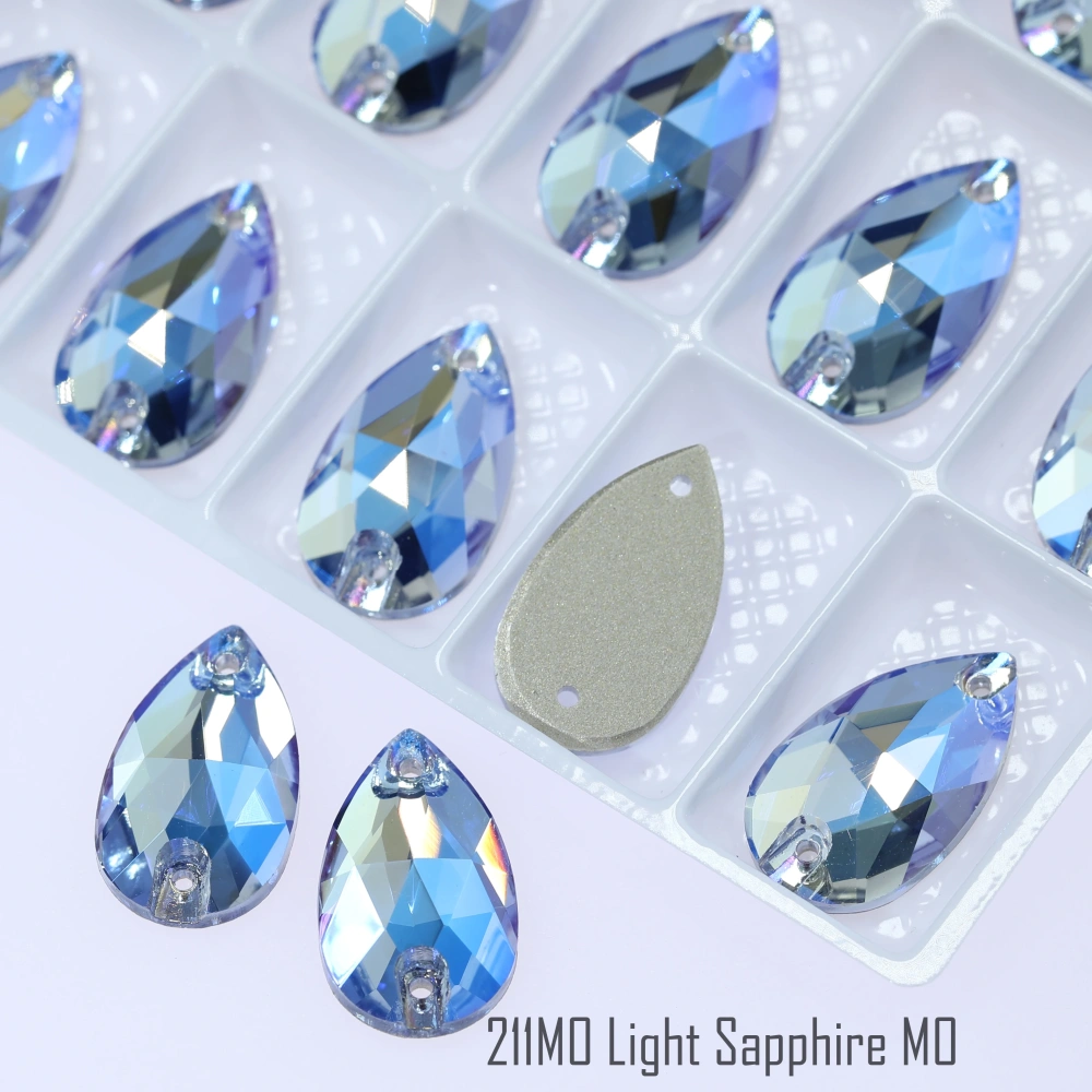 MO Sparkling Glass Rhinestone Drop Sew-on Stones Normal Color Plating Effect DIY Craft Clothing Shoe Bag Accessory Fancy Crystal