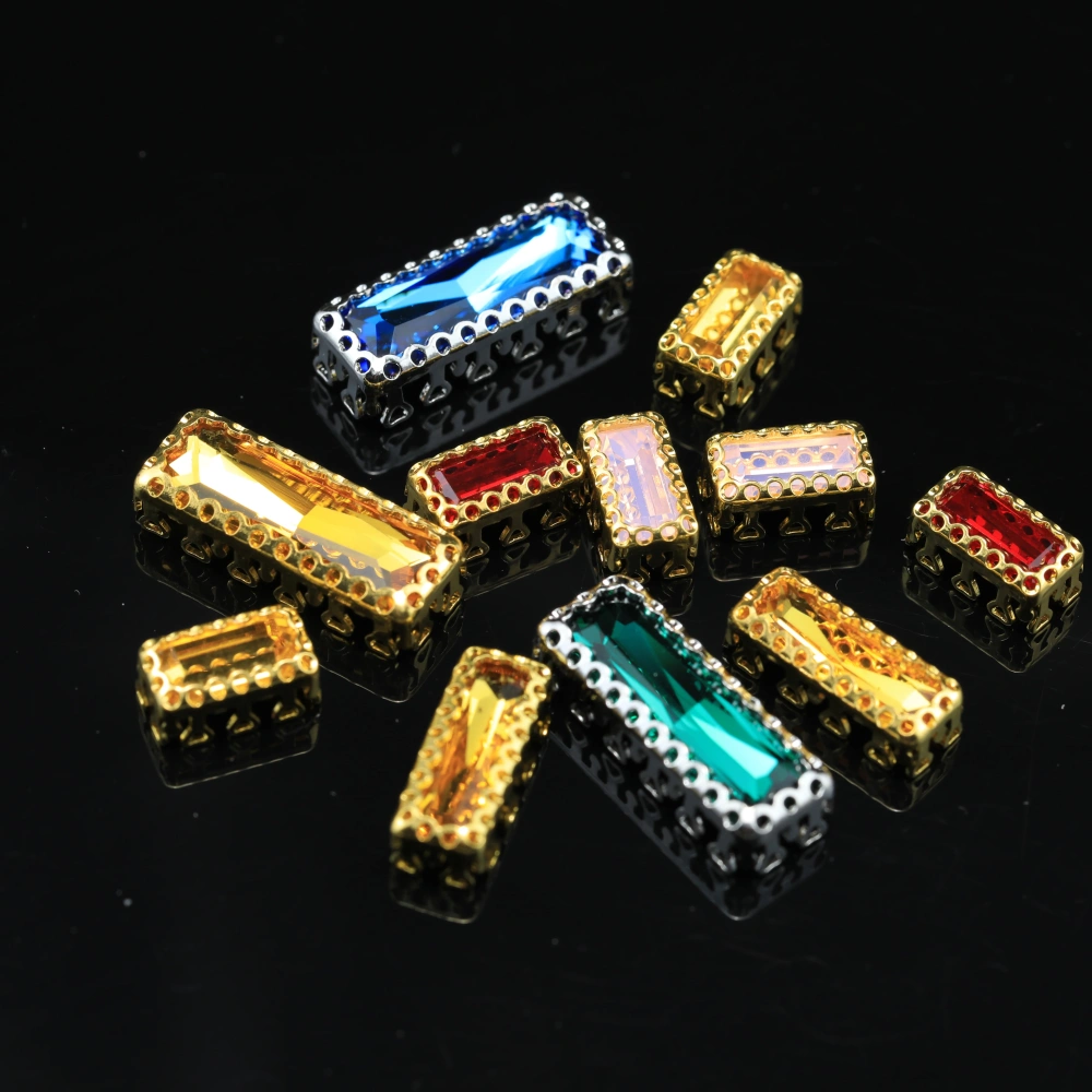 Sparkle Bling Rhinestones Baguette Glass Crystals Colorful Sew-on Claw Setting for Nail DIY Handmade Crafts Supplies Clothing