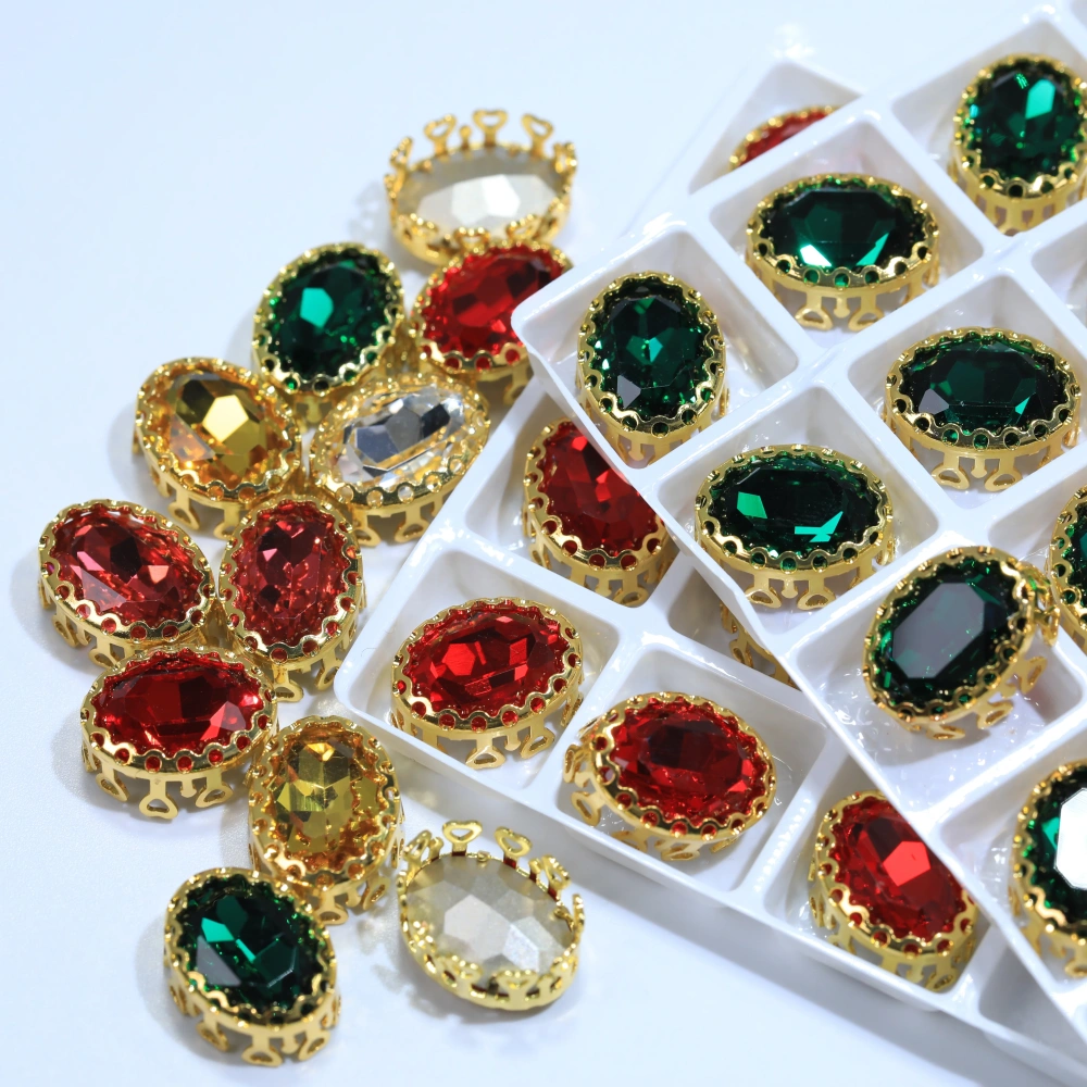 Oval Bird Nest Claw Drill Rhinestones Sharp Bottom Fancy Gemstone Shiny Crystal Sew On Stone For DIY Clothing Jewelry Accessorie