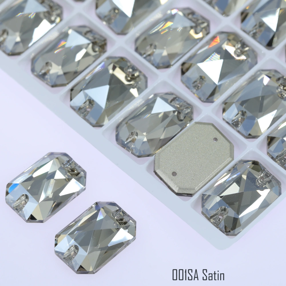 AB MO 3252 Emerald Cut Glass Sewing Stones for Clothing Wedding Dress Sparkling Fancy Crystals Rhinestone Flatback Sew-On Stone
