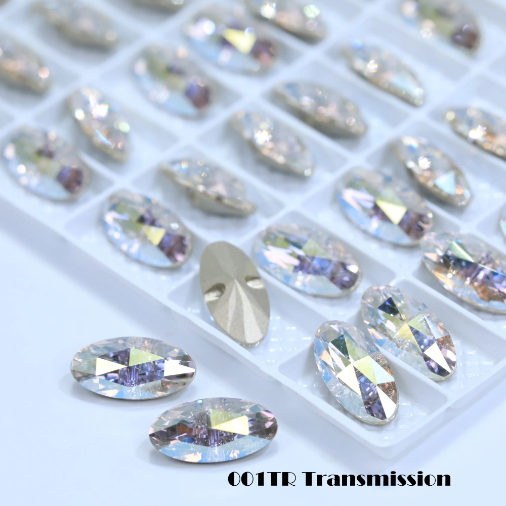 Rhinestones buttons Designer-style high-quality long oval crystal buttons with horizontal holes for clothing design accessorie