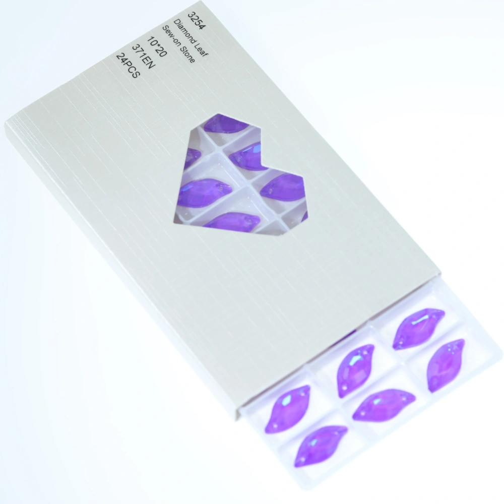 Rhinestone Diamond Leaf Sew-on Stone Crystal Plating Effect Various colors of high-quality K9 glass rhinestones with flat back