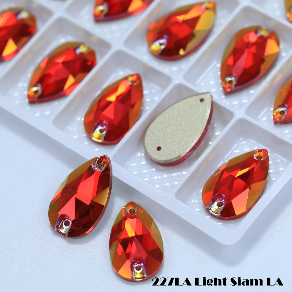 Shiny Color Coated Premium Grade Glass Crystal Water Drop Flat Buckle LA Hand Sewn Stone DIY Cloth Decor Bags Shoes Phone Cases