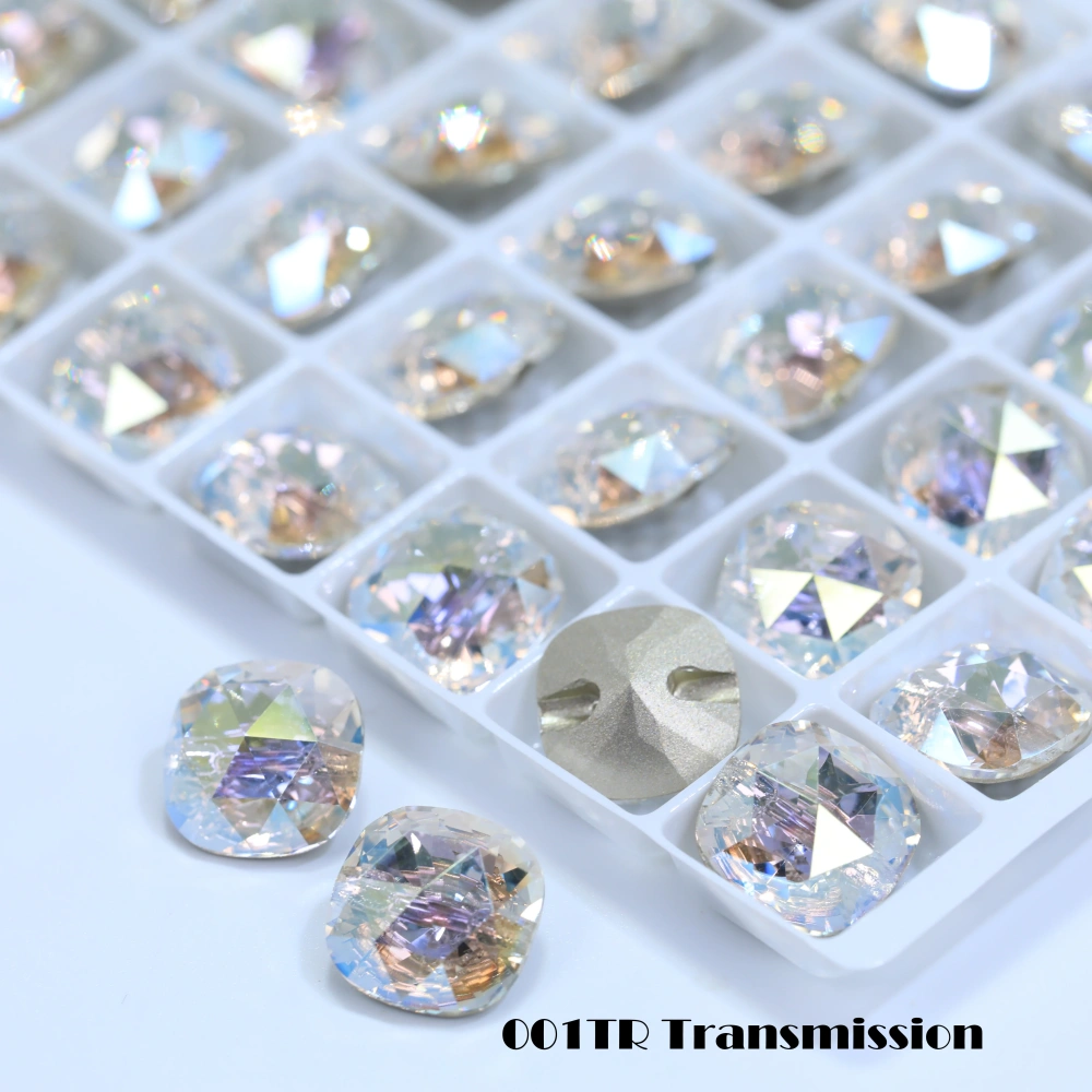 5A Grade Sparkling Cushion Cross Hole Crystal Buttons for Wedding Dress Blouse DIY Clothing Decor Accessories Siam Rose