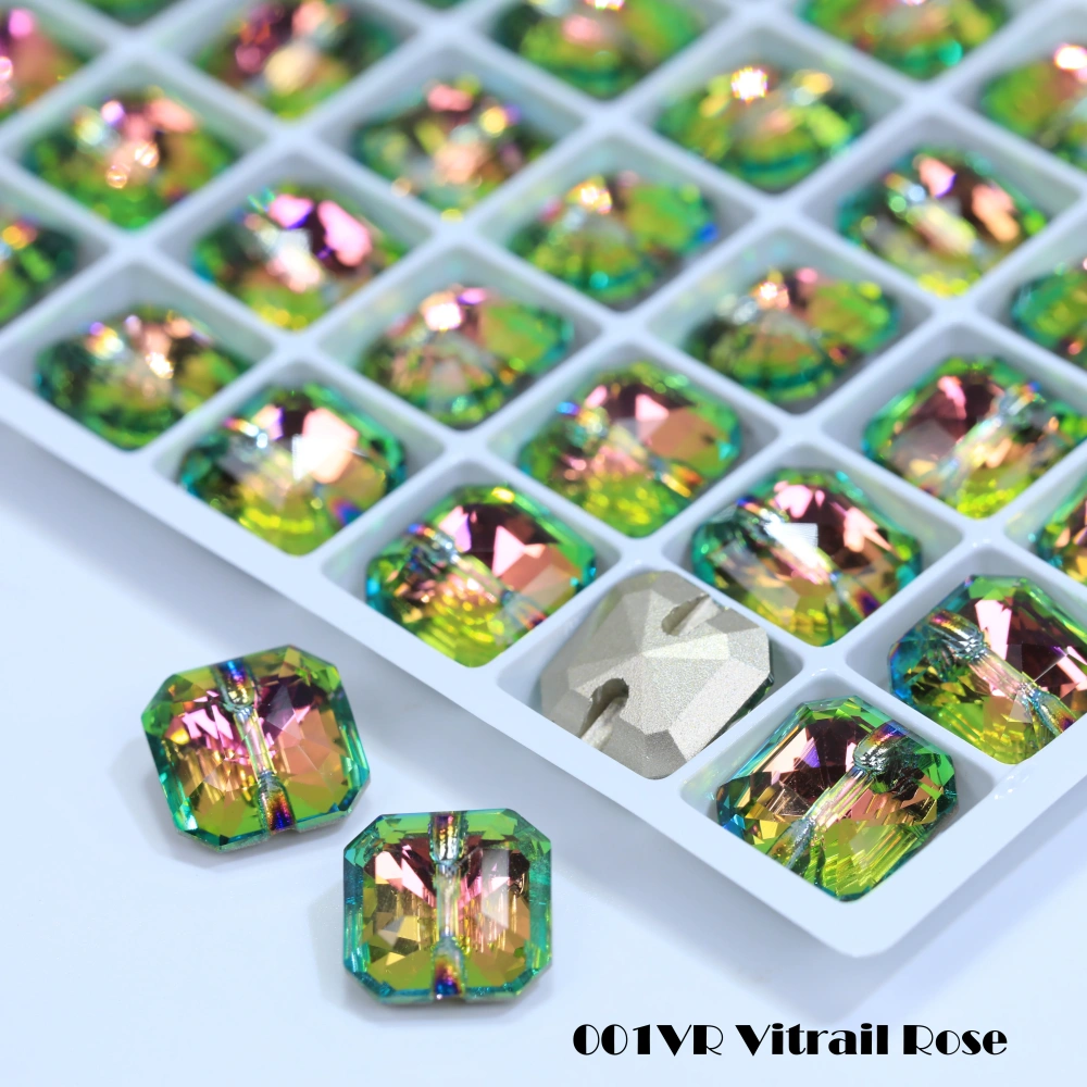 Princess Square Cross Hole Buttons High-Quality Glass Crystal Buttons for DIY Garment Decoration & Handicraft Making