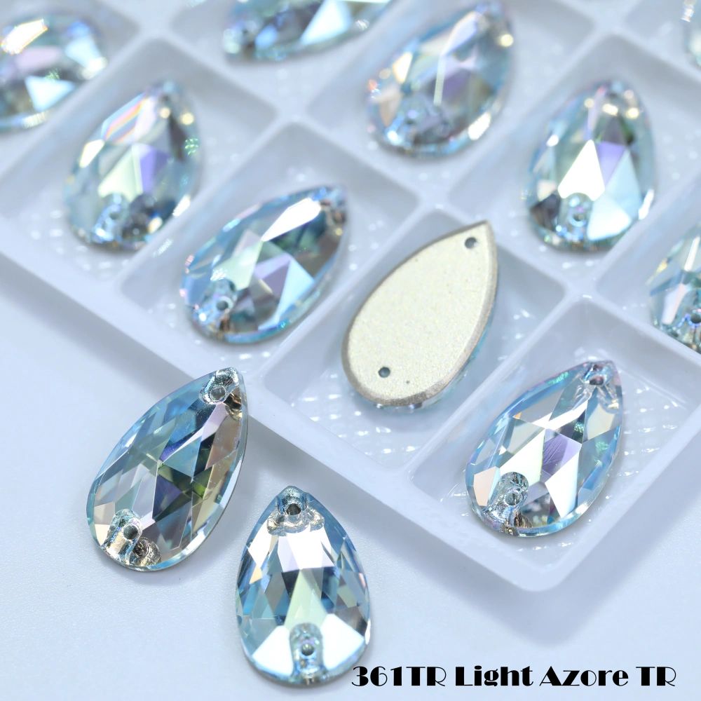 Drop TR Effect Transmission Silk Siam Glass Crystal Sewing Stones Flatback Sew on Rhinestones For Garment Clothes Bags