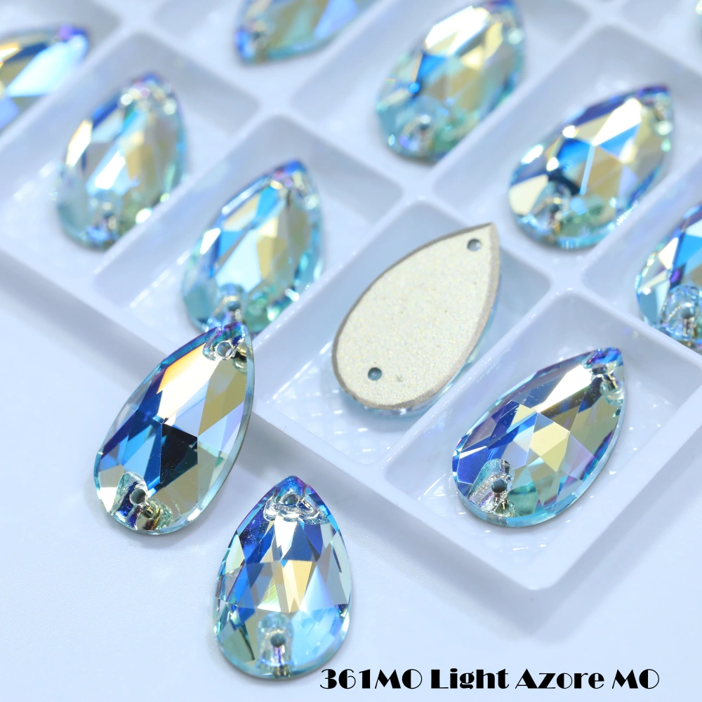 MO Sparkling Glass Rhinestone Drop Sew-on Stones Normal Color Plating Effect DIY Craft Clothing Shoe Bag Accessory Fancy Crystal