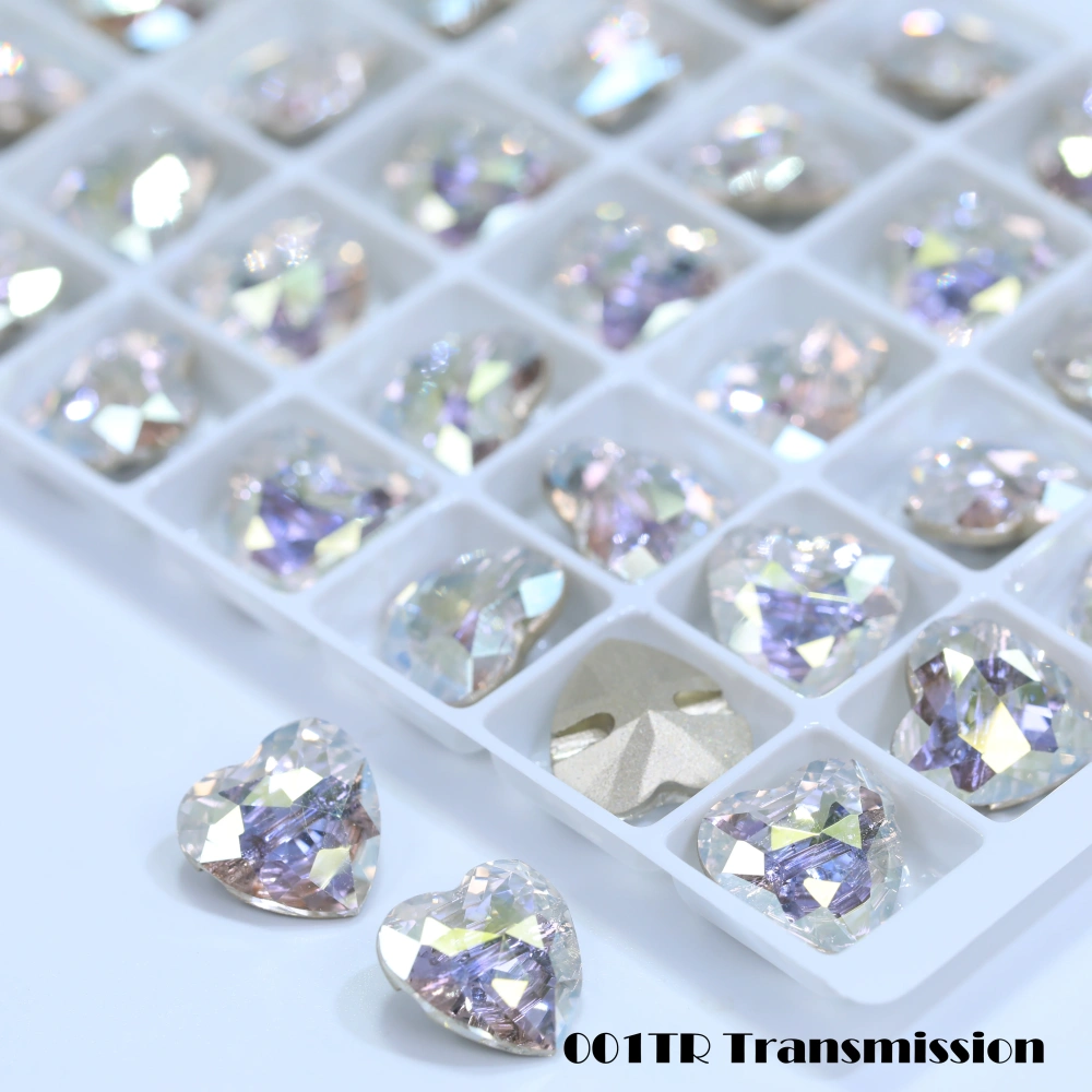 Heart Design Version Crystal Rhinestone Buttons Irregular Shiny Decorative Buttons for Dress Craft DIY Decoration AB GS SA